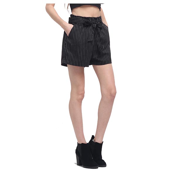 girls fashion Striped Paperbag Shorts