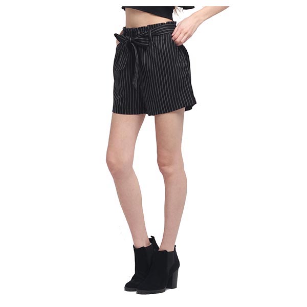 girls fashion Striped Paperbag Shorts