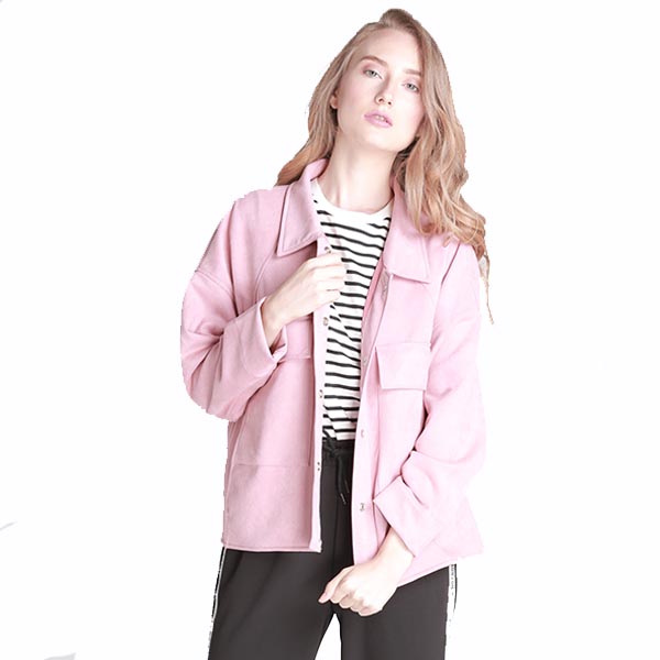 ladies pink oversize suede parka jacket