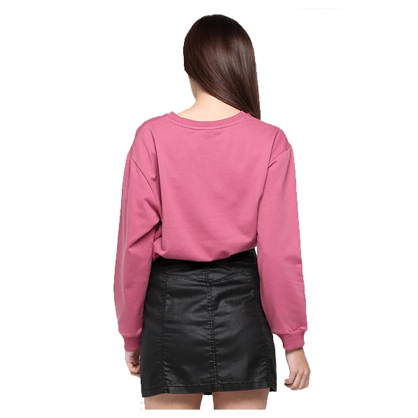 girls pink cotton drop shoulder sweatshirt
